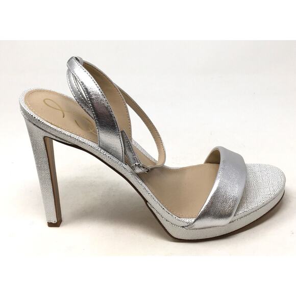 Sam Edelman Jade Women's Size 9 Silver Ankle Strap High Heel Sandals Shoes - Picture 7 of 8